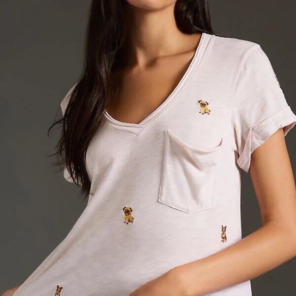 NWT Anthropologie T.la Lars Classic V Neck Tee Dog Print XS - Picture 4 of 7